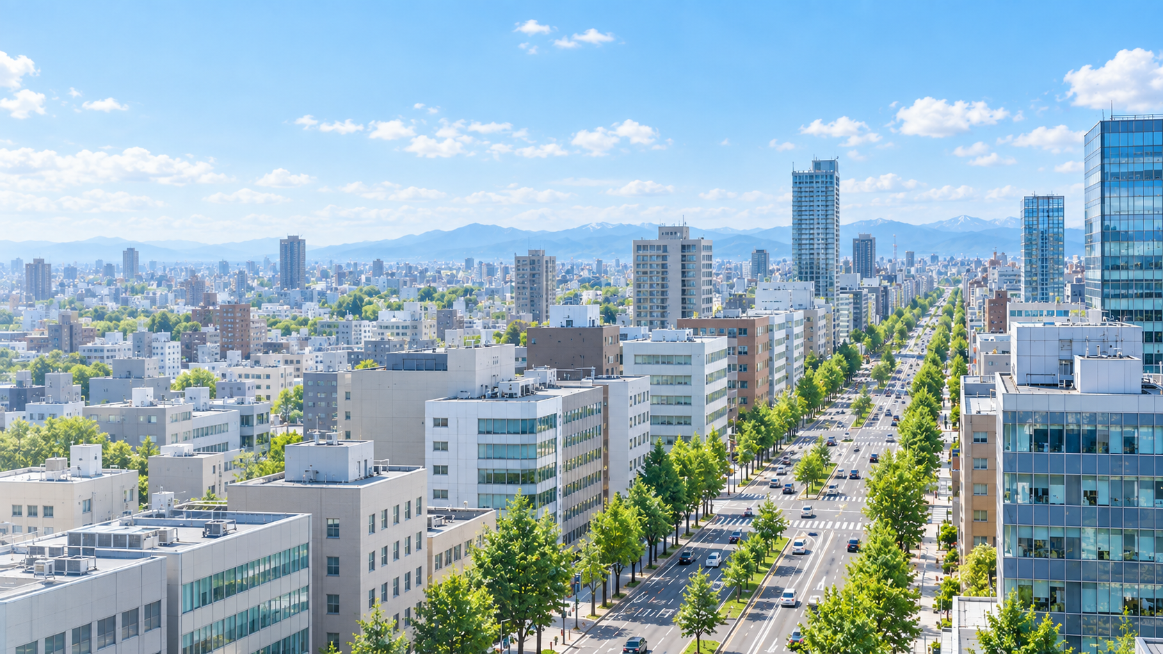 青空と緑が広がる札幌の街並み